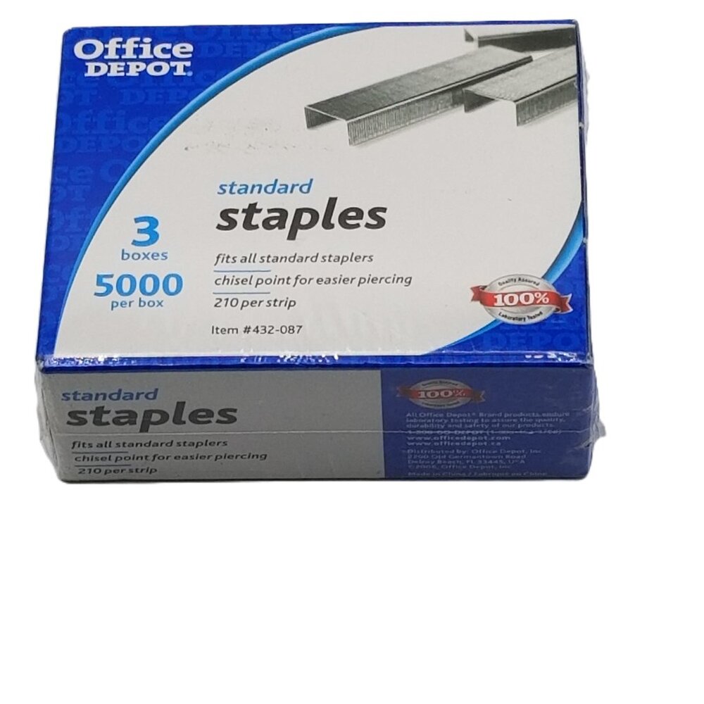 Office Depot Standard Staples 5000 Per Box 3 Pack Chisel Point Stapler